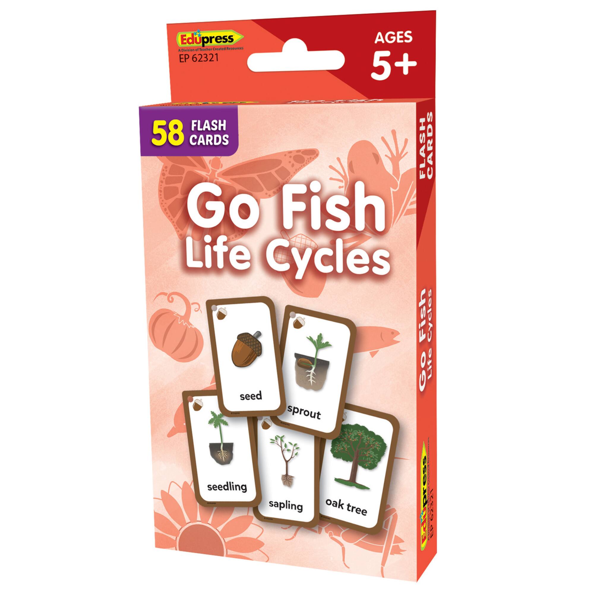 Edupress™ Go Fish Life Cycles Flash Cards, 6 Packs of 58